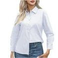 thumbnail image 1 of AherBiu Plus Size Button down Shirts for Women Long Sleeve Business Casual Tops Office Ladies Work Blouse, 1 of 6