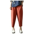 thumbnail image 1 of AherBiu Plus Size Capri Pants for Women Cotton Linen Summer Lightweight High Waisted Capris with Pockets, 1 of 5