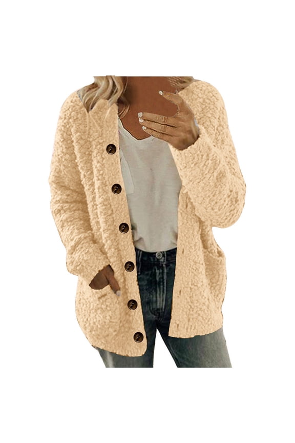 Plus Size Cardigans for Women Fleece Sherpa Jackets Button down Winter Thermal Warm Coats with Pockets