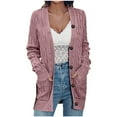 thumbnail image 1 of AherBiu Plus Size Cardigans for Women Open Front Button down Knitted Sweater Coats Outwear with Pockets, 1 of 6