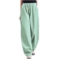 thumbnail image 1 of AherBiu Plus Size Cotton Linen Pants for Women Baggy Loose High Waisted Straight Leg Lounge Trousers(Green, 3X-Large), 1 of 5