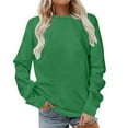 thumbnail image 1 of AherBiu Plus Size Crewneck Sweatshirts for Women Long Sleeve Tops Solid Color Pullover Loose Fitted T Shirts, 1 of 5