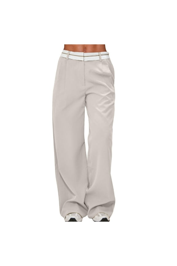 Plus Size Dress Pants for Women High Waisted Business Casual Loose Straight Leg Office Work Trousers