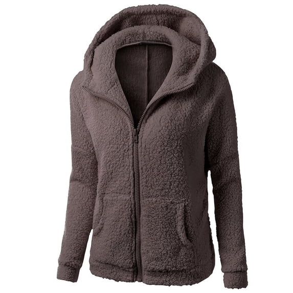 AherBiu Plus Size Fleece Jackets Sweatshirt Hoodie Zip up Fuzzy Winter Coats for Women Outwear with Pockets