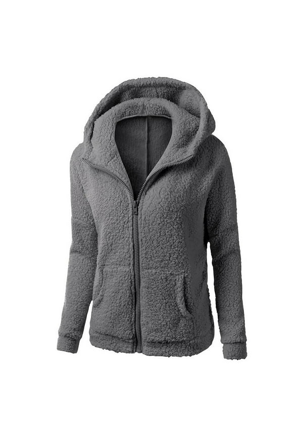 Plus Size Fleece Jackets Sweatshirt Hoodie Zip up Fuzzy Winter Coats for Women Outwear with Pockets