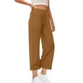 thumbnail image 1 of AherBiu Plus Size Pants for Women High Waisted Straight Leg Cotton Linen Summer Lightweight Slacks with Pockets, 1 of 7