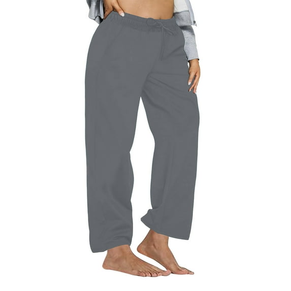 AherBiu Plus Size Pants for Women Jogging Pants High Waisted Straight Leg Comfy Lounge Trousers with Pockets