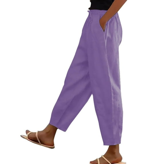 AherBiu Plus Size Pants for Women Lightweight Summer Slacks High Waisted Casual Lounge Trousers with Pockets