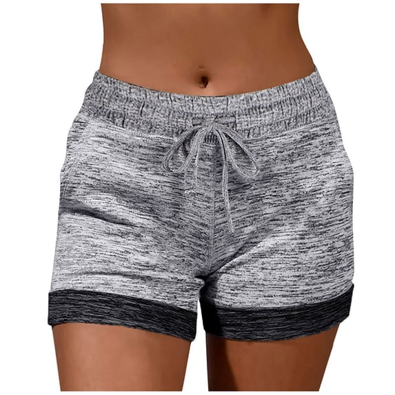 AherBiu Plus Size Shorts for Women Comfy Summer Casual Fitted Drawstring High Waisted Sports Shorts with Pockets