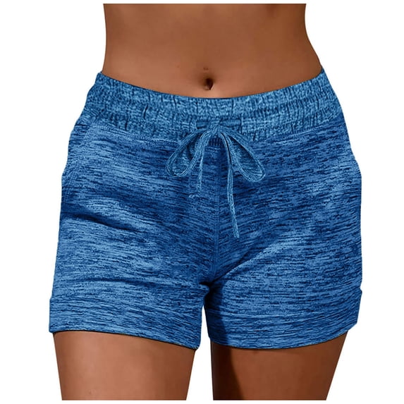 AherBiu Plus Size Shorts for Women Comfy Summer Casual Fitted Drawstring High Waisted Sports Shorts with Pockets