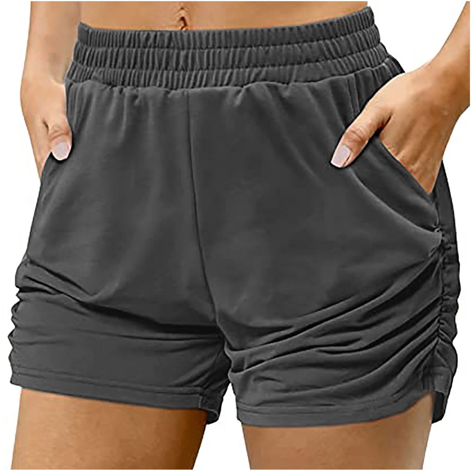 AherBiu Plus Size Shorts for Women Workout Sweatshorts Joggers Wide Leg Bikers Shorts with Pockets
