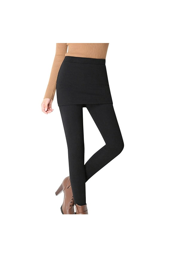 Plus Size Skorts Leggings for Women Fleece Lined Thermal Warm Skirted Stretchy Bottom Legging Pants