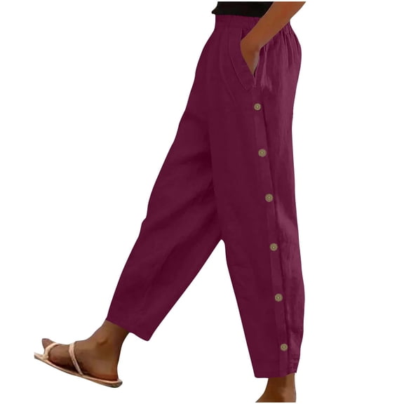 AherBiu Lounge Pants for Women Tapered Leg Elastic High Waisted Lightweight Summer Casual Trousers with Pockets