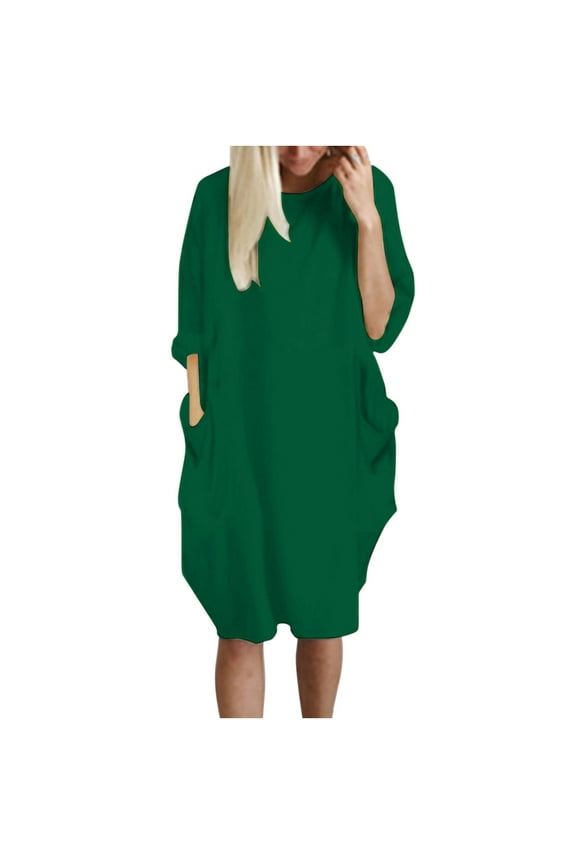 Plus Size Summer Dresses for Women 2024 Baggy Loose Comfy Casual Midi Dress with Pockets