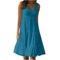 thumbnail image 1 of AherBiu Plus Size Sundresses for Women 2024 Beach Wear Boho Midi Dress Summer Tiered Ruffle Flowy Tank Dresses, 1 of 5