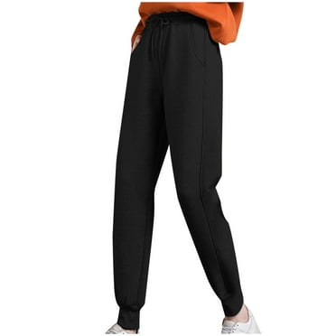 AherBiu Plus Size Sweatpants for Women Lightfleece Lined Joggers High Waisted Cinch Bottom Pants Athletic Trousers