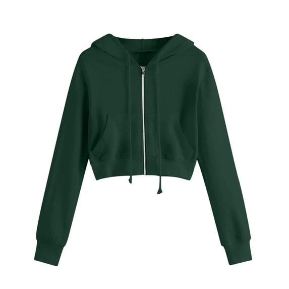 AherBiu Plus Size Sweatshirt for Women Zip up Hoodie Cropped Jackets Long Sleeve Outwear with Pockets