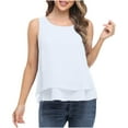 thumbnail image 1 of AherBiu Plus Size Tank Tops for Women Chiffon Layered Ruffle Ladies Vacation Sleeveless Shirts Blouse, 1 of 7