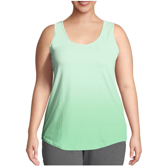 AherBiu Plus Size Tank Tops for Women Gradient Color Crewneck Sleeveless Camisole Shirts Summer Top Tees