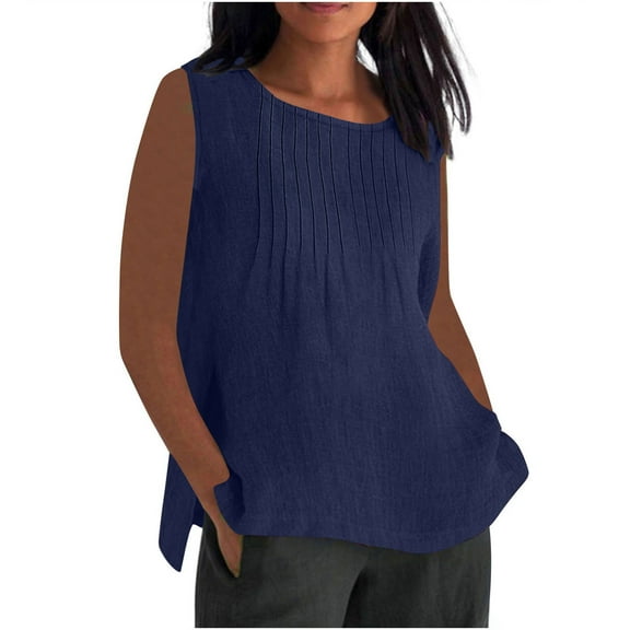 AherBiu Plus Size Tank Tops for Women Lightweight Crewneck Sleeveless Summer Casual Shirt Blouse Tees