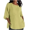 thumbnail image 1 of AherBiu Plus Size Tops for Women 3/4 Sleeve Scoop Neck Summer Casual Loose Lightweight T Shirts Blouse, 1 of 6