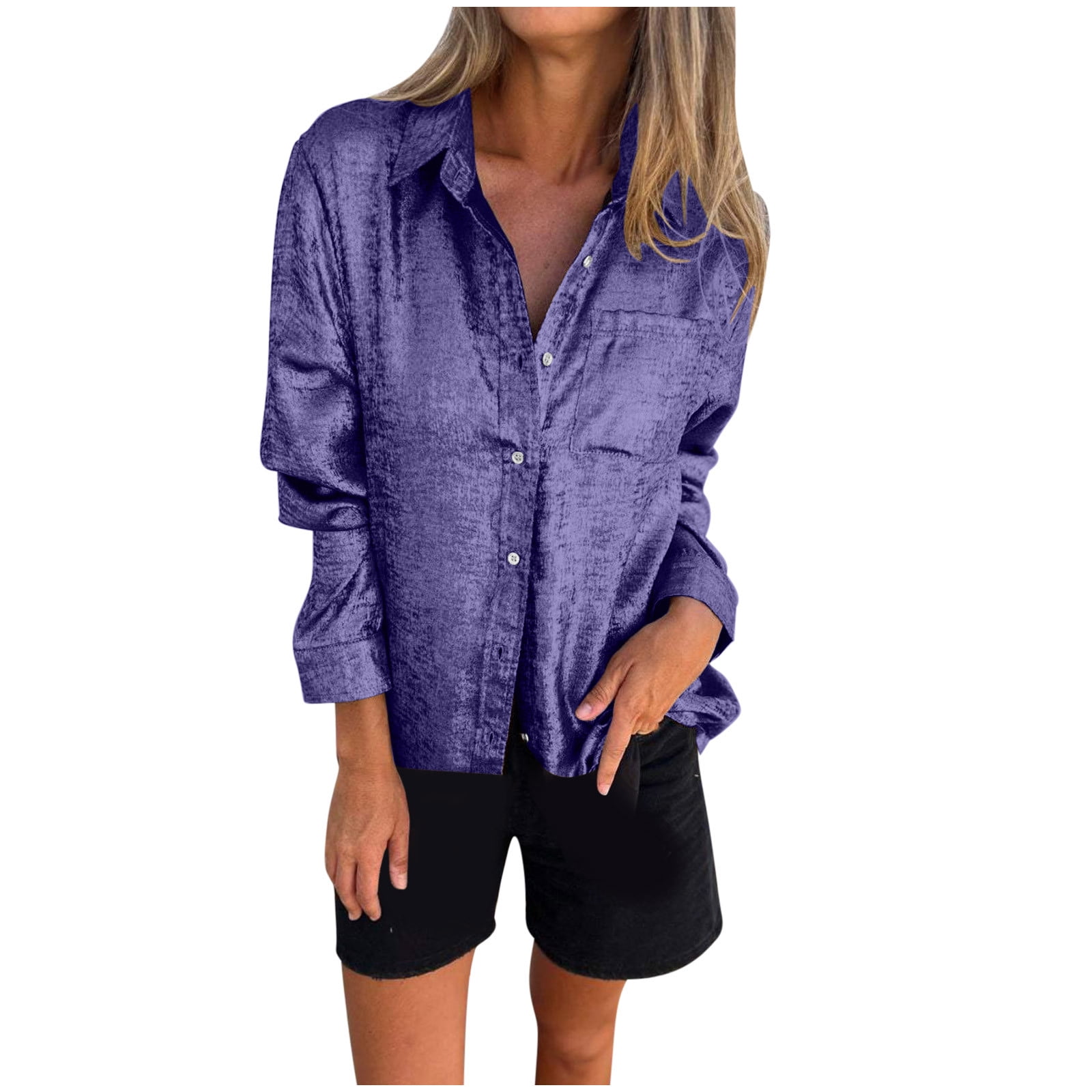 Plus Size Vertical Stripe Button Down Blouse main image 1