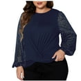 thumbnail image 1 of AherBiu Plus Size Tops for Women Sequin Long Sleeve Crewneck Ruched Dressy Casual Blouse Party Clubwear, 1 of 4