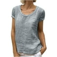 thumbnail image 1 of AherBiu Plus Size Tops for Women Short Sleeve Round Neck Summer Casual Loose Lightweight T Shirts Blouse, 1 of 5