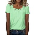 thumbnail image 1 of AherBiu Plus Size Tops for Women Short Sleeve Square Neck Ruched Summer Casual Loose Shirts Blouse, 1 of 5
