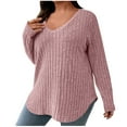 thumbnail image 1 of AherBiu Plus Size Tops for Women Thermal Warm Basic Layer Tops V Neck Long Sleeve Ribbed Tshirts, 1 of 6
