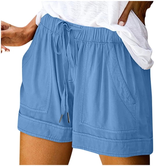AherBiu Plus Size Wide Leg Shorts for Women Drawstring Waist Summer Boho Vacation Lounge Shorts with Pockets