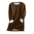 thumbnail image 1 of AherBiu Plus Size Winter Tops for Women Fleece Lined Basic Pullover Tops Thermal Warm Crewneck Long Sleeve Top T Shirt, 1 of 4