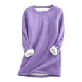 thumbnail image 1 of AherBiu Plus Size Winter Tops for Women Fleece Lined Basic Pullover Tops Thermal Warm Crewneck Long Sleeve Top T Shirt, 1 of 3