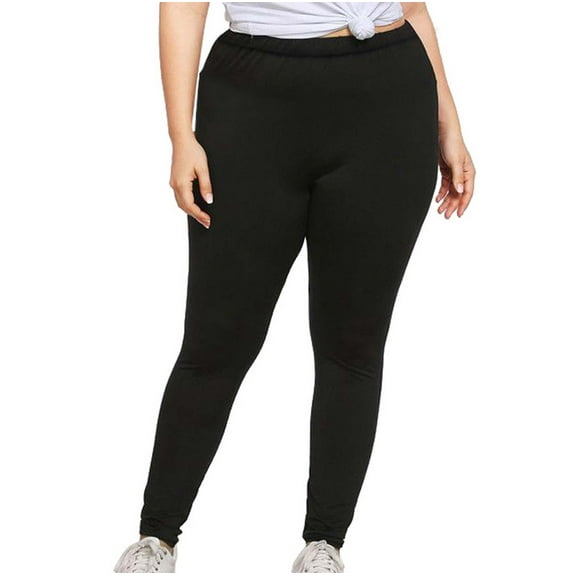 AherBiu Plus Size Yoga Leggings for Women High Waisted Bottom Black Legging Pants Trousers