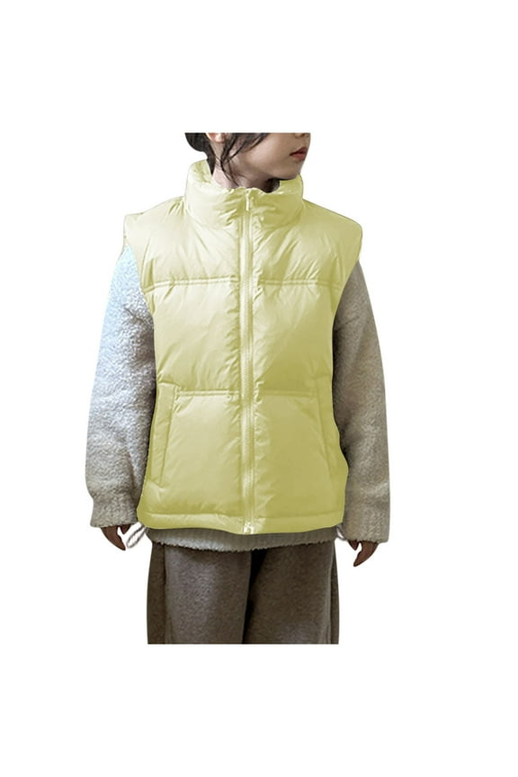 Puffer Vests for Girls Unisex Winter Clothes Sleeveless Zip up Stand Collar Lightweight Jackets
