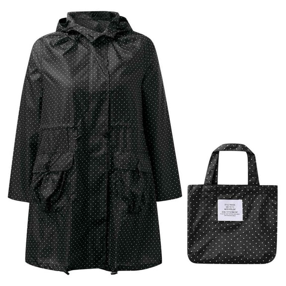 AherBiu Rain Jackets for Women Lightweight Mid-Long Waterproof Hooded Long Sleeve Rain Coat with 1 Handbag