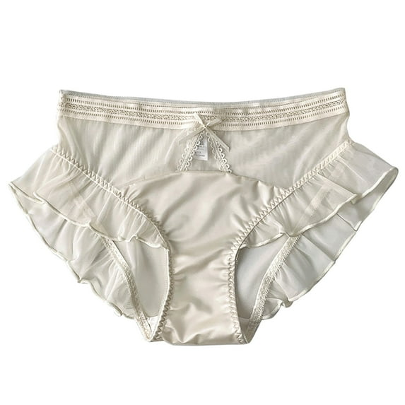 AherBiu Satin Panties for Women Cute Briefs Ruffle Comfort Womens Underwear