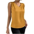 thumbnail image 1 of AherBiu Satin Tank Tops for Women Button Shoulder V Neck Sleeveless Elegant Ladies Cute Camisole Shirts, 1 of 6