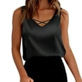 thumbnail image 1 of AherBiu Satin Tank Tops for Women Crossover V Neck Sleeveless Elegant Ladies Work Shirt Blouse Camisole, 1 of 5