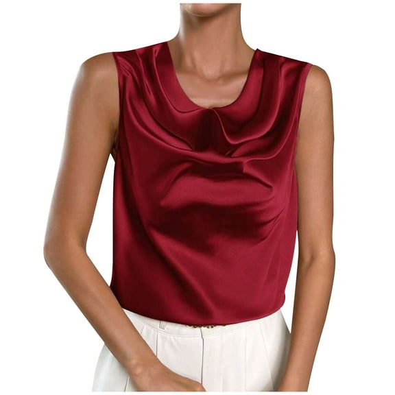 AherBiu Satin Tank Tops for Women Sleeveless Summer Casual Loose Elegant Ladies Shirts Blouse Camisole