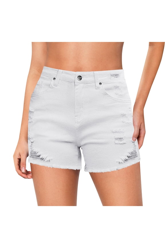 Short Jeans for Women Juniors Denim Shorts High Waisted Ripped Fitted Streetwear Summer Shorts with Pockets