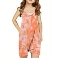 thumbnail image 1 of AherBiu Short Jumpsuits for Girls Sleeveless Spaghetti Strap V Neck Tie-Dye Casual Loose Summer Rompers with Pockets, 1 of 5
