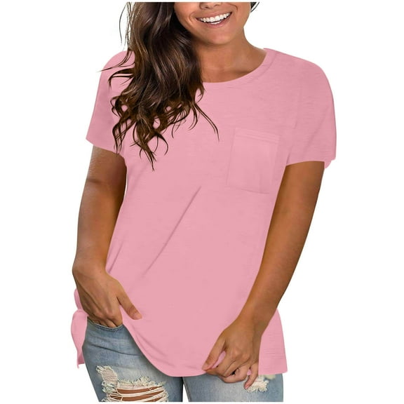 AherBiu Short Sleeve Tops for Women Basic Tees Crewneck Summer Casual Fitted Comfy Stretch Tshirts
