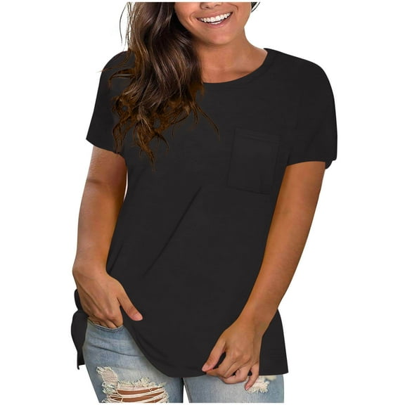 AherBiu Short Sleeve Tops for Women Basic Tees Crewneck Summer Casual Fitted Comfy Stretch Tshirts