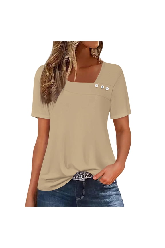 Short Sleeve Tops for Women Casual Loose Fitting Summer T Shirts Basic Dailywear Plain Tees