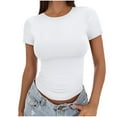thumbnail image 1 of AherBiu Short Sleeve Tops for Women Crewneck Basic Slim Top Tees Shirts Plain Tshirt Going out Tops, 1 of 5