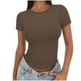 thumbnail image 1 of AherBiu Short Sleeve Tops for Women Crewneck Basic Slim Top Tees Shirts Plain Tshirt Going out Tops, 1 of 5