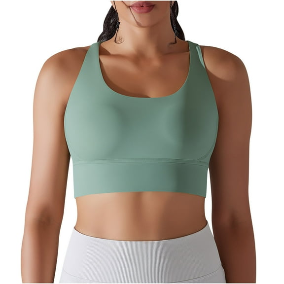 AherBiu Sports Bras for Women Crossover Straps Push Up Stretch Cropped Workout Gym Tank Tops Cami