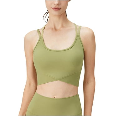 AherBiu Sports Bras for Women Wirefree Crossover Strap Full Coverage High Support Activewear Yoga Bra Tops