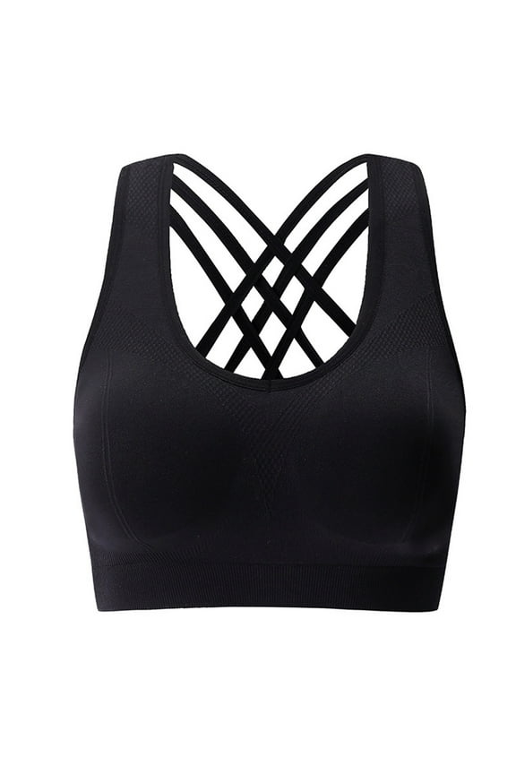 Sports Bras for Women Yoga Bra Cami Tops Crossover Back Wireless Bralettes for Women with Support